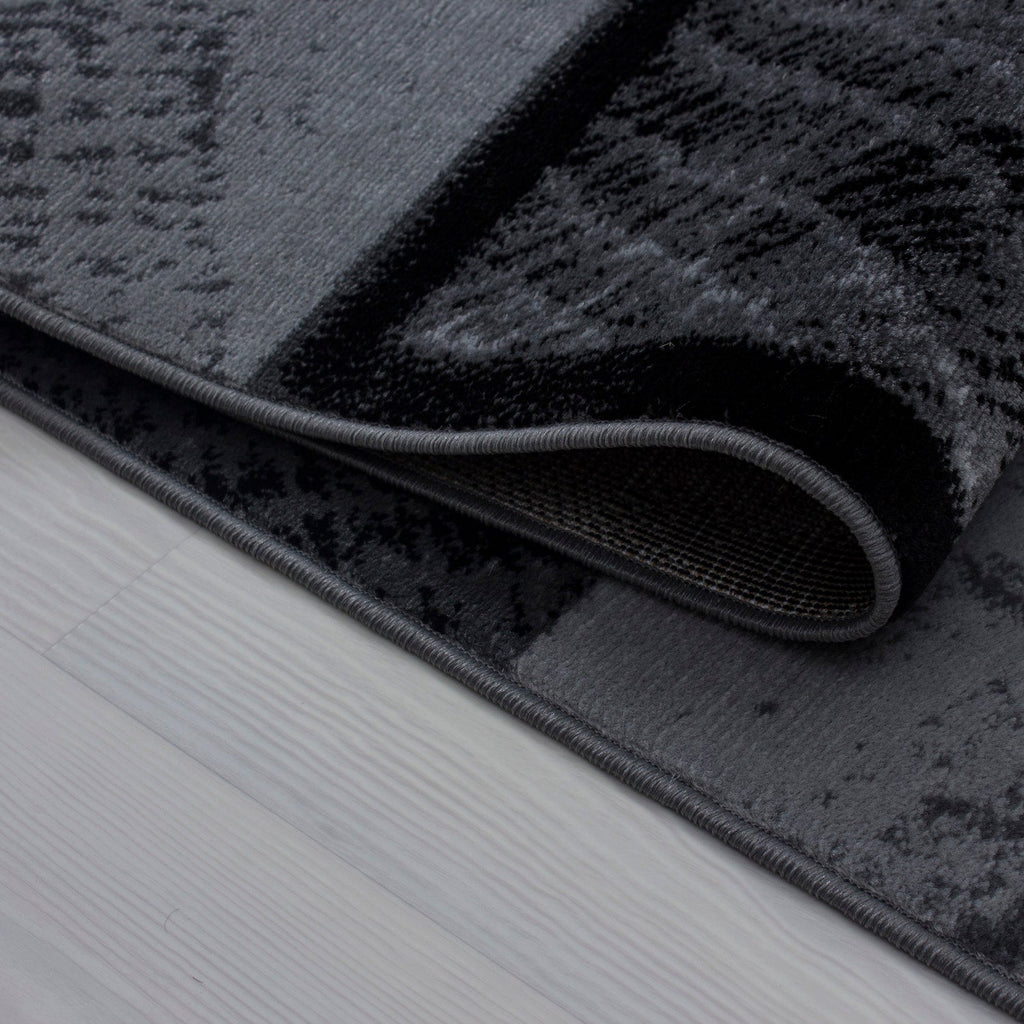 PLUS - Tapis à poils courts graphique noir - PLU8003NOI PLUS