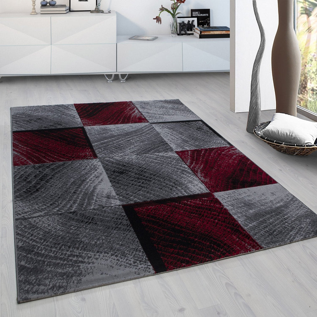 PLUS - Tapis à poils courts graphique rouge - PLU8003ROU PLUS