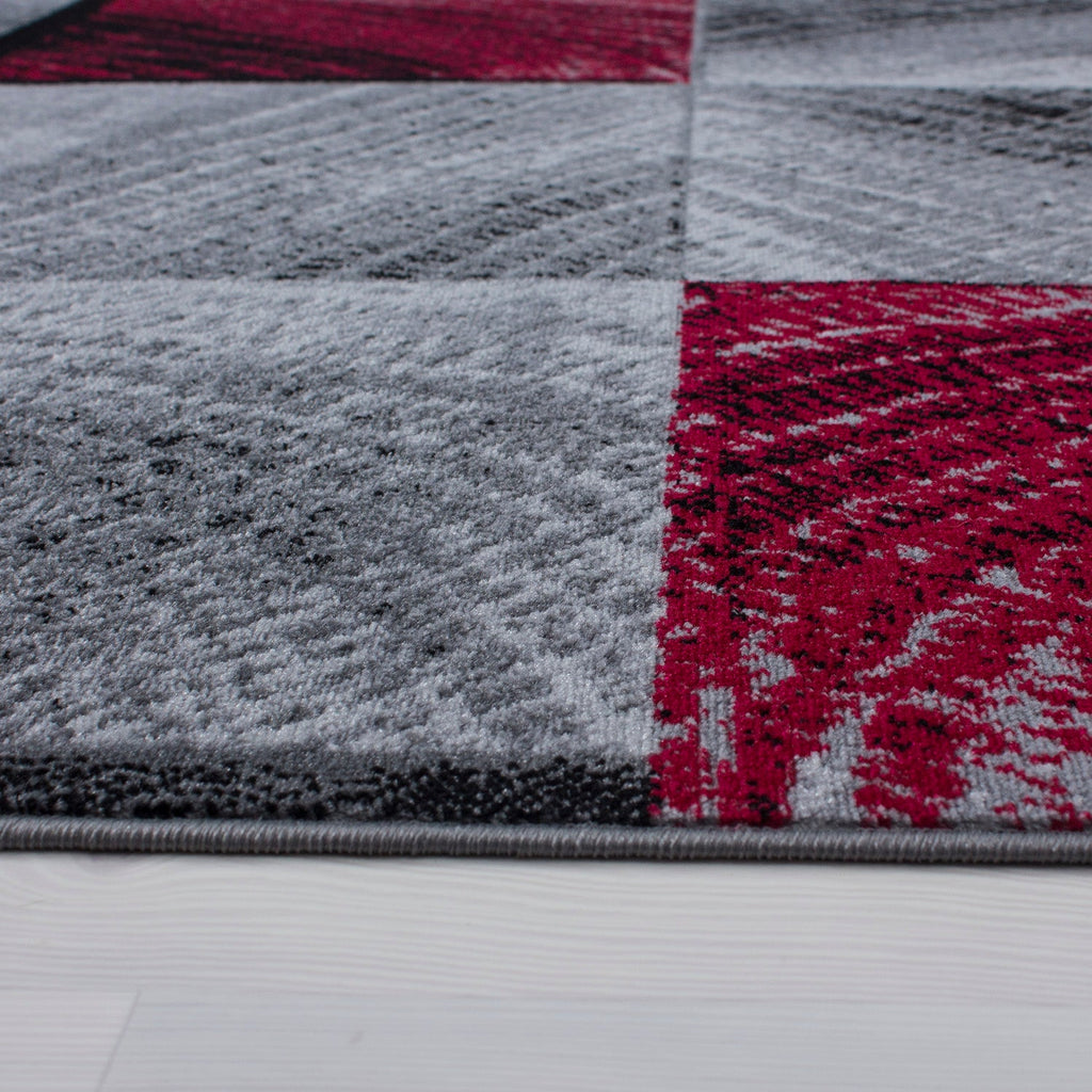 PLUS - Tapis à poils courts graphique rouge - PLU8003ROU PLUS