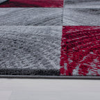 PLUS - Tapis à poils courts graphique rouge - PLU8003ROU PLUS