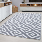 PLUS - Tapis à poils courts losange gris - PLU8005GRI PLUS