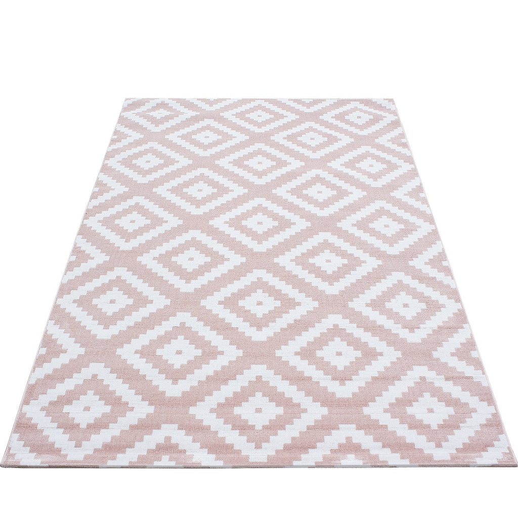 PLUS - Tapis à poils courts losange rose - PLU8005ROS PLUS