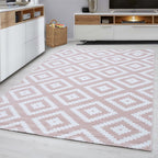 PLUS - Tapis à poils courts losange rose - PLU8005ROS PLUS
