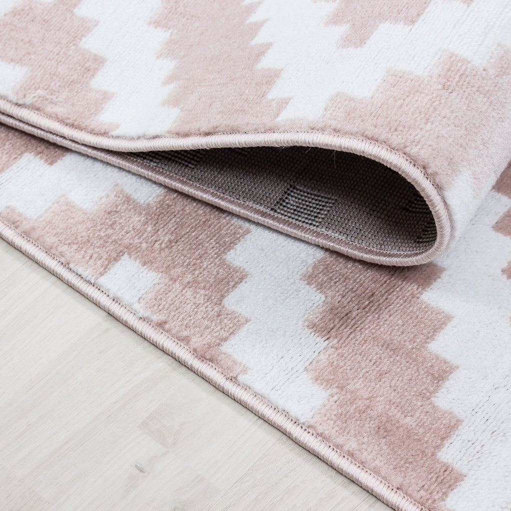 PLUS - Tapis à poils courts losange rose - PLU8005ROS PLUS