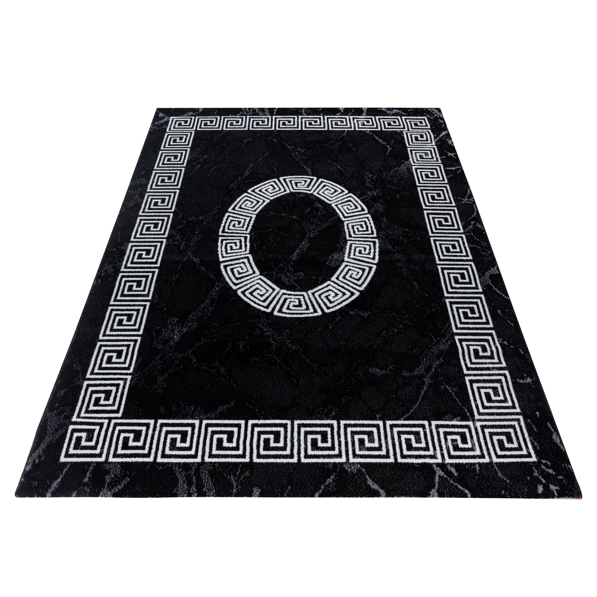 PLUS - Tapis à poils courts style grec noir - PLU8009NOI PLUS