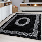 PLUS - Tapis à poils courts style grec noir - PLU8009NOI PLUS