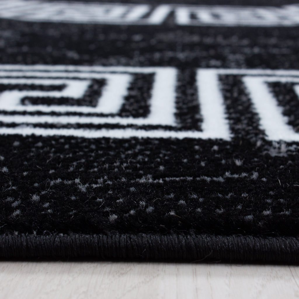 PLUS - Tapis à poils courts style grec noir - PLU8009NOI PLUS