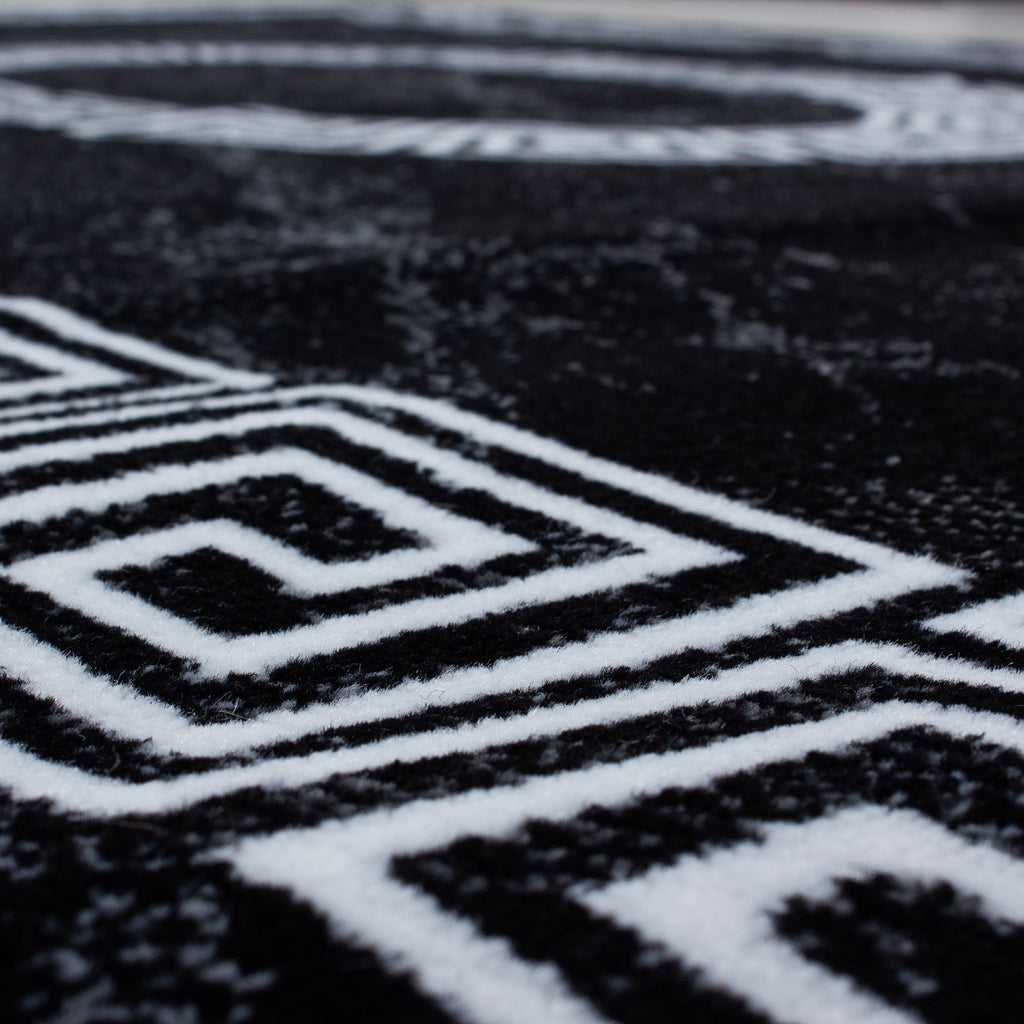 PLUS - Tapis à poils courts style grec noir - PLU8009NOI PLUS