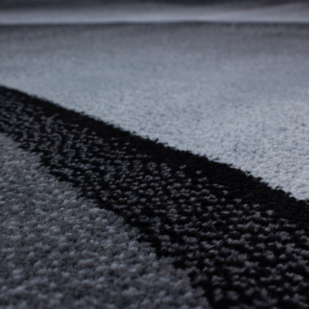 PLUS - Tapis à poils courts vague noir - PLU8010NOI PLUS