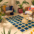 POSITANO - Tapis de terrasse bleu à carreaux - POS703BLE POSITANO