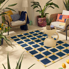 POSITANO - Tapis de terrasse bleu à carreaux - POS703BLE POSITANO