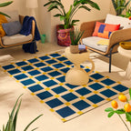 POSITANO - Tapis de terrasse bleu à carreaux - POS703BLE POSITANO