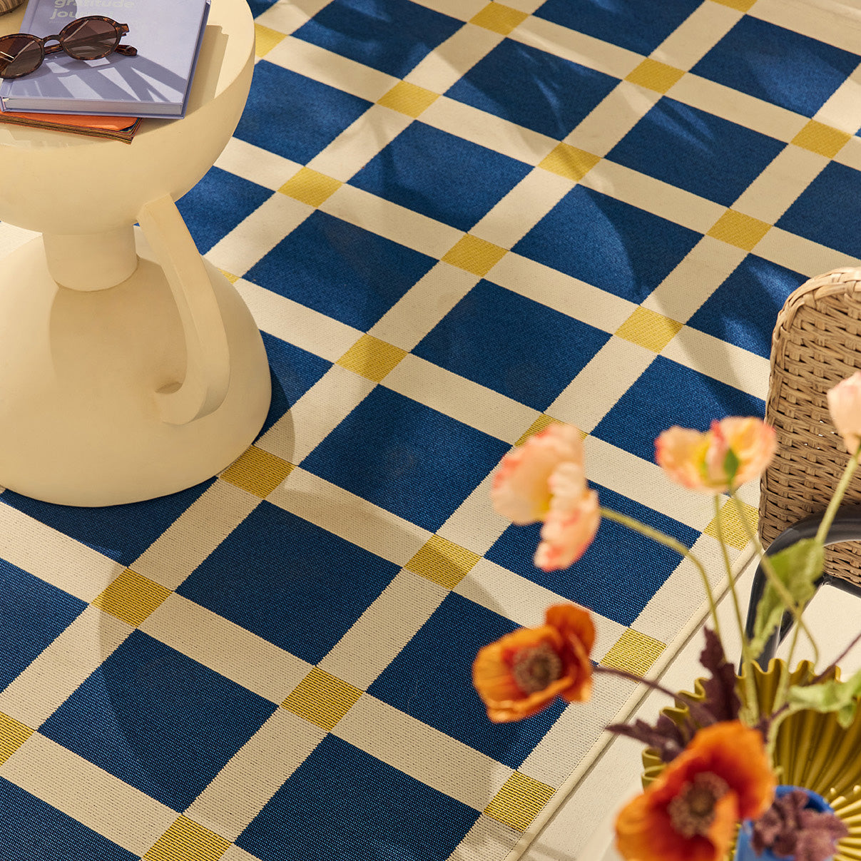 POSITANO - Tapis de terrasse bleu à carreaux - POS703BLE POSITANO
