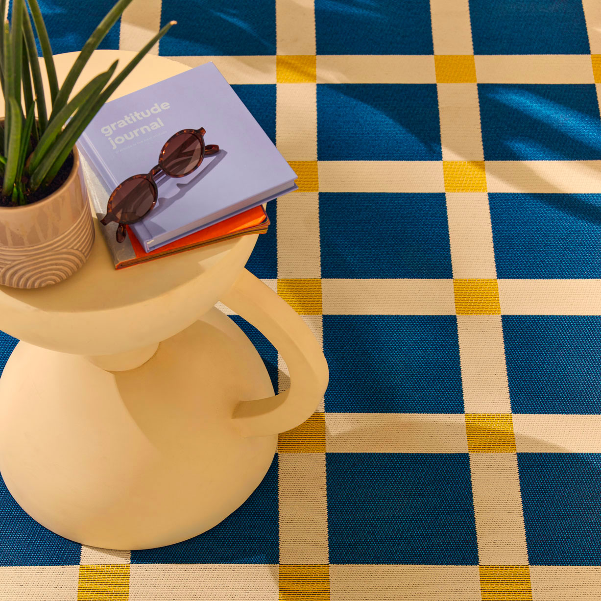 POSITANO - Tapis de terrasse bleu à carreaux - POS703BLE POSITANO