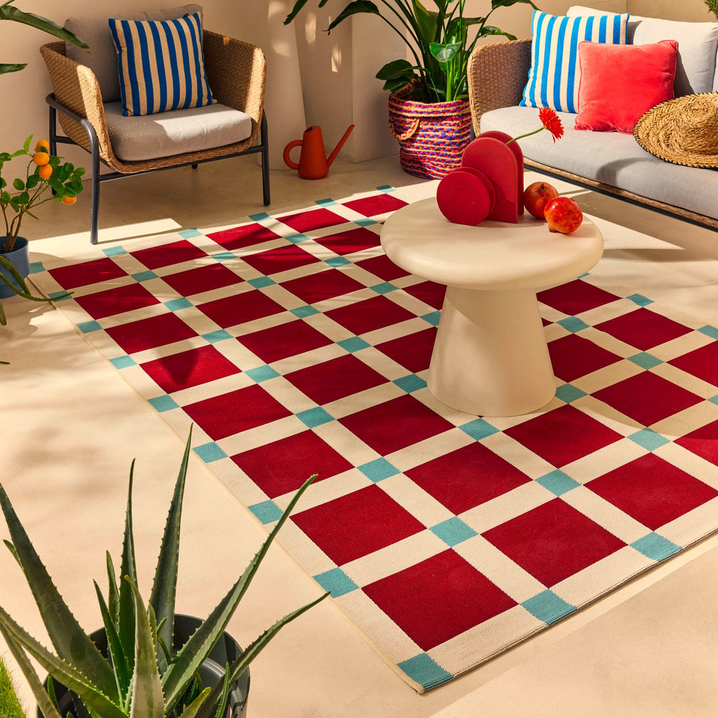 POSITANO - Tapis de terrasse bordeaux à carreaux - POS703BOR POSITANO
