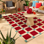POSITANO - Tapis de terrasse bordeaux à carreaux - POS703BOR POSITANO