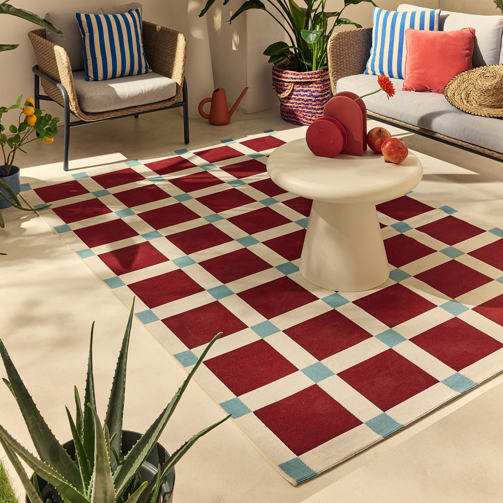 POSITANO - Tapis de terrasse bordeaux à carreaux - POS703BOR POSITANO