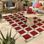 POSITANO - Tapis de terrasse bordeaux à carreaux - POS703BOR POSITANO