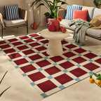 POSITANO - Tapis de terrasse bordeaux à carreaux - POS703BOR POSITANO