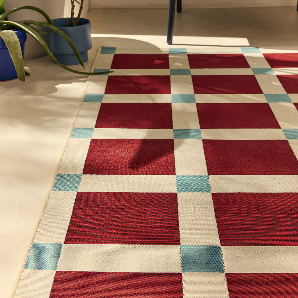 POSITANO - Tapis de terrasse bordeaux à carreaux - POS703BOR POSITANO