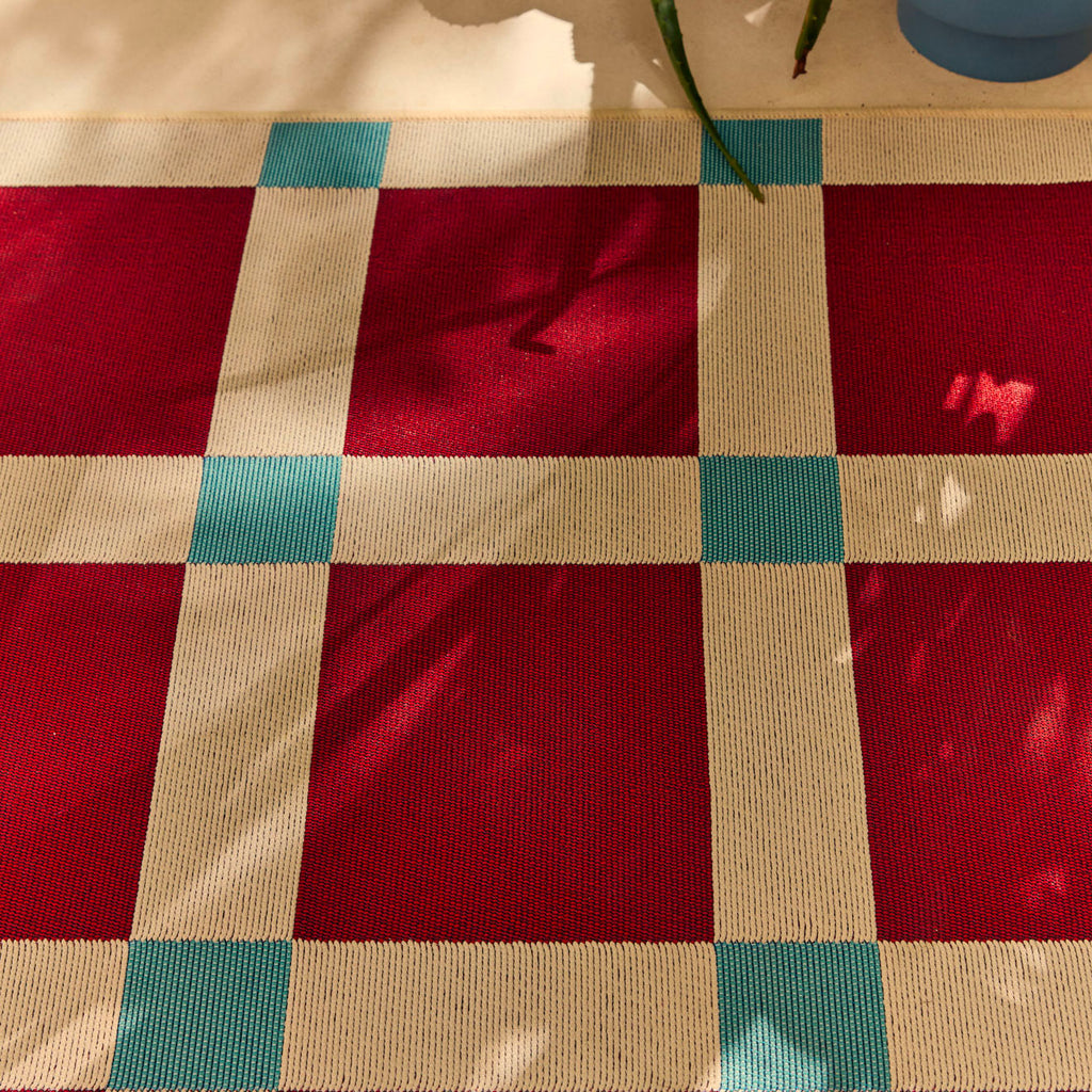 POSITANO - Tapis de terrasse bordeaux à carreaux - POS703BOR POSITANO