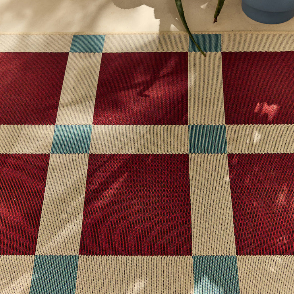 POSITANO - Tapis de terrasse bordeaux à carreaux - POS703BOR POSITANO