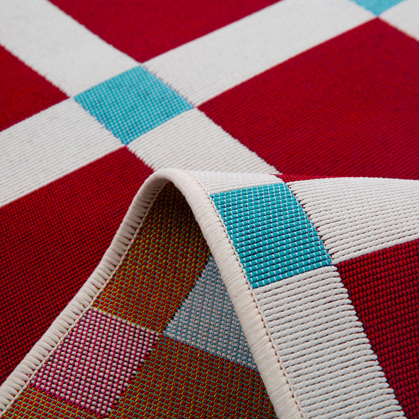 POSITANO - Tapis de terrasse bordeaux à carreaux - POS703BOR POSITANO