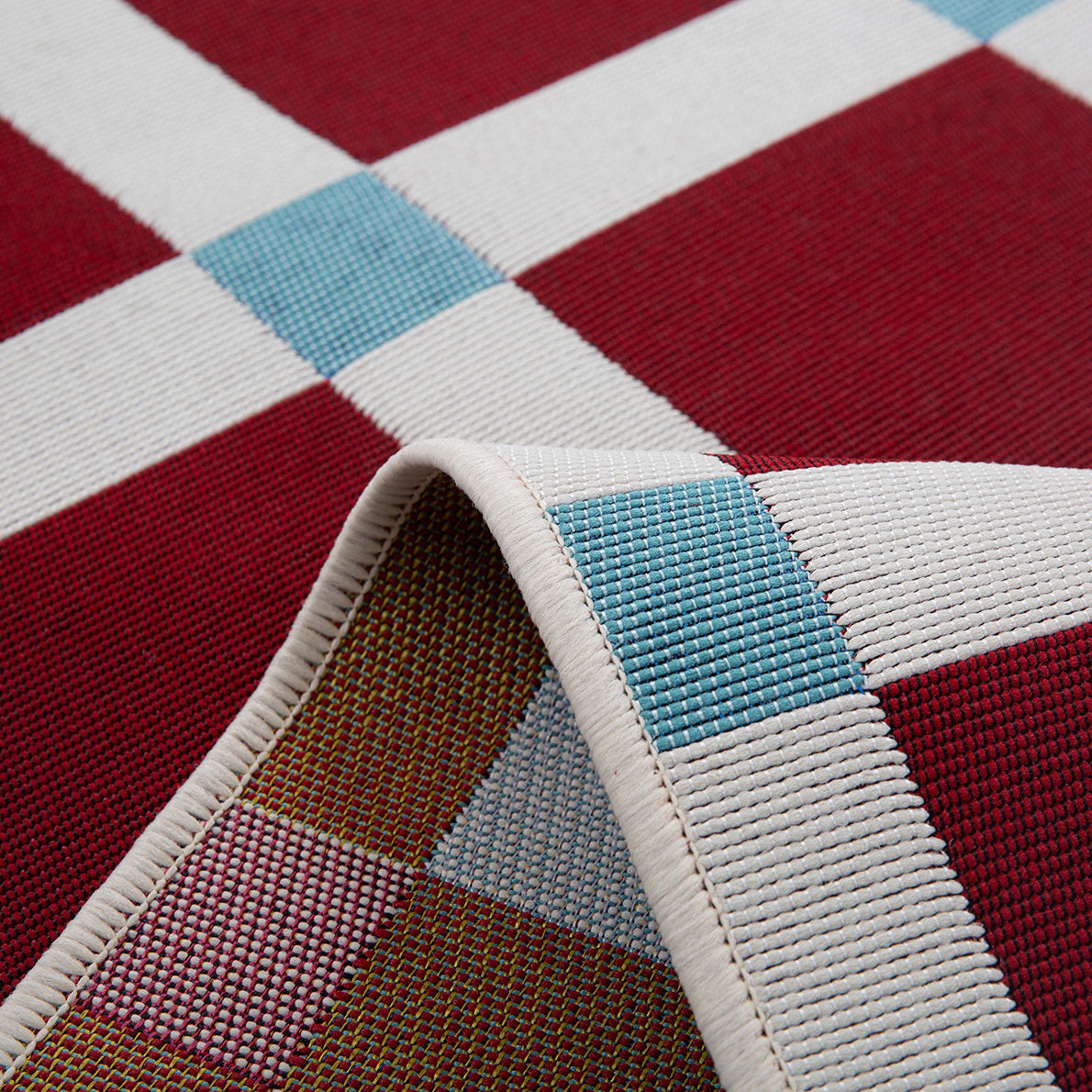 POSITANO - Tapis de terrasse bordeaux à carreaux - POS703BOR POSITANO