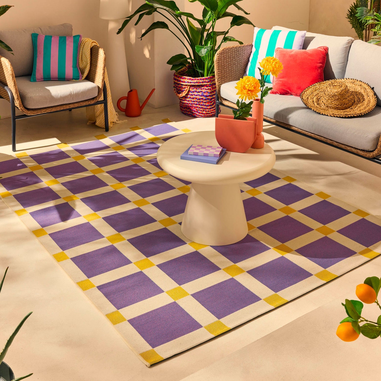 POSITANO - Tapis de terrasse violet à carreaux - POS703VIO POSITANO
