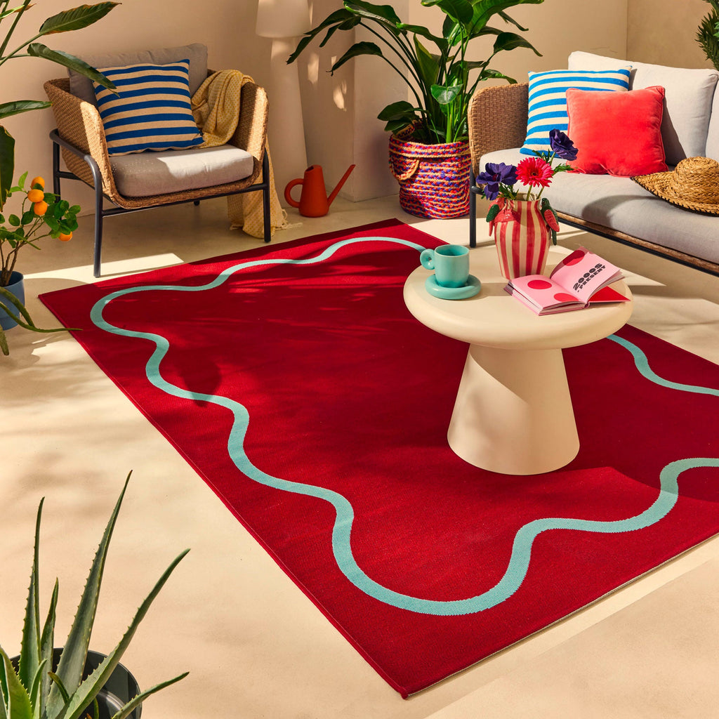 POSITANO - Tapis de terrasse bordeaux à motif ondulé - POS704BOR POSITANO