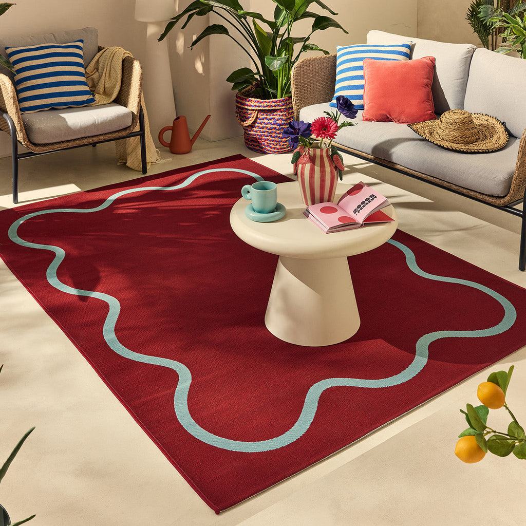 POSITANO - Tapis de terrasse bordeaux à motif ondulé - POS704BOR POSITANO