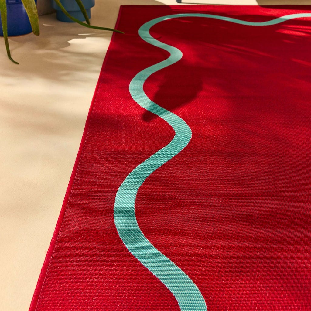 POSITANO - Tapis de terrasse bordeaux à motif ondulé - POS704BOR POSITANO