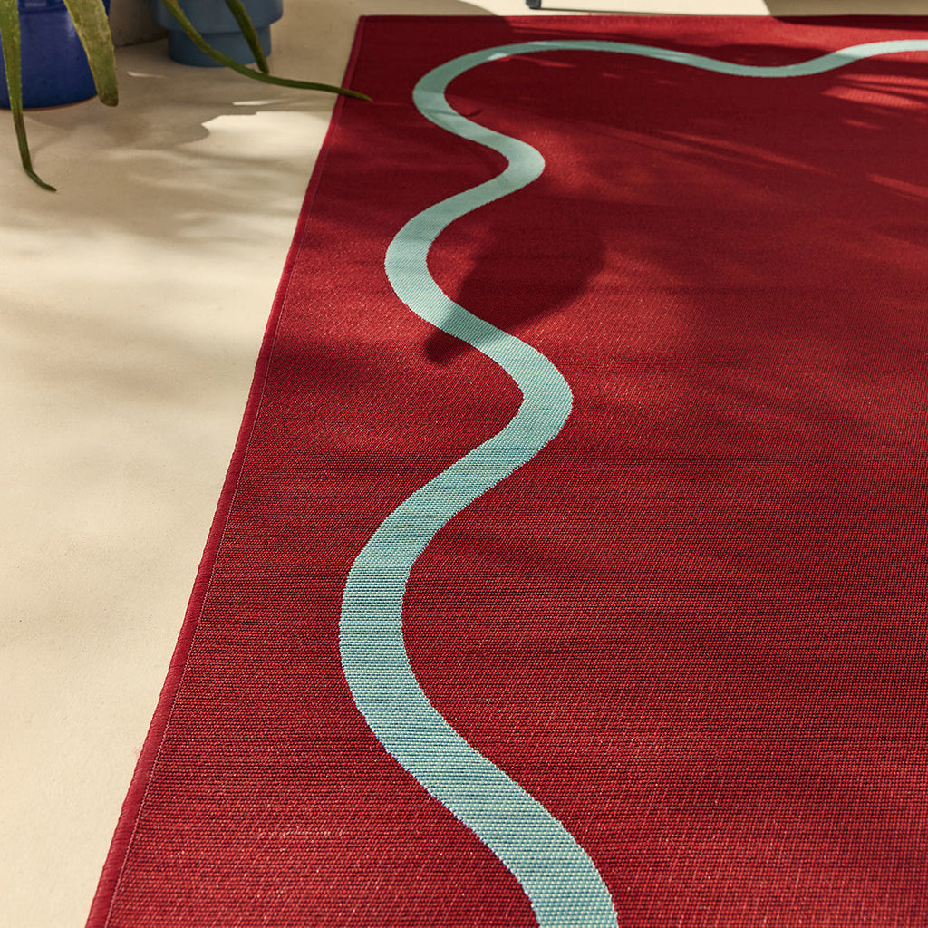 POSITANO - Tapis de terrasse bordeaux à motif ondulé - POS704BOR POSITANO