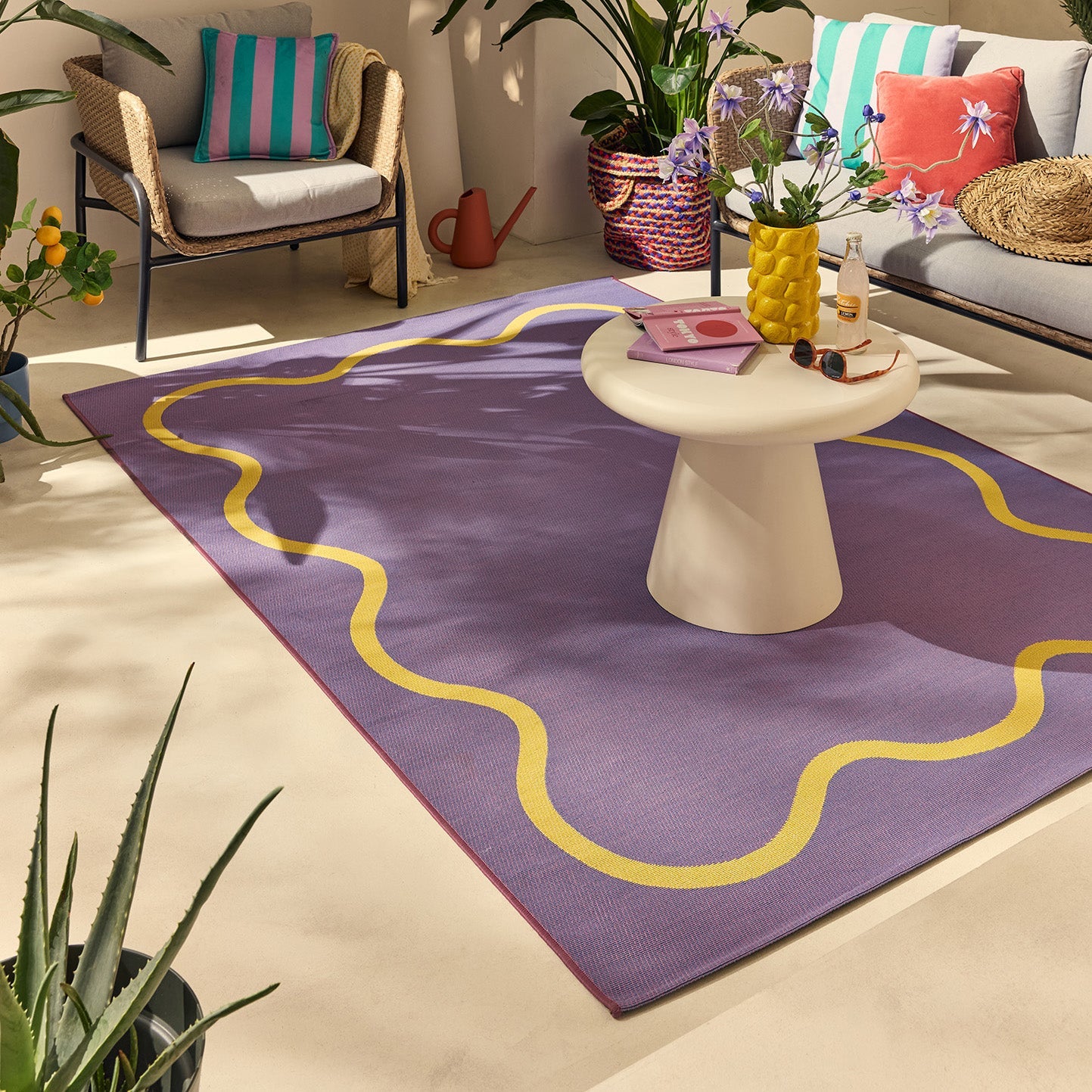 POSITANO - Tapis de terrasse violet à motif ondulé - POS704VIO POSITANO