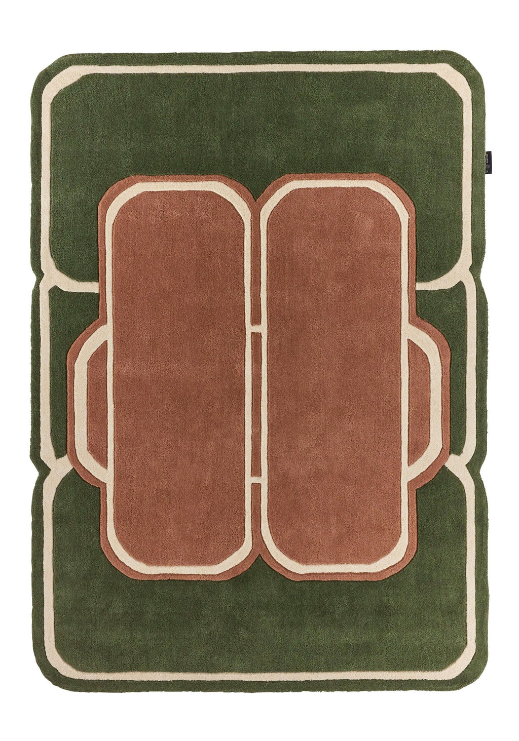 Cèdre blanc – Tapis en laine vert et marron Cèdre blanc