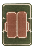 Cèdre blanc – Tapis en laine vert et marron Cèdre blanc