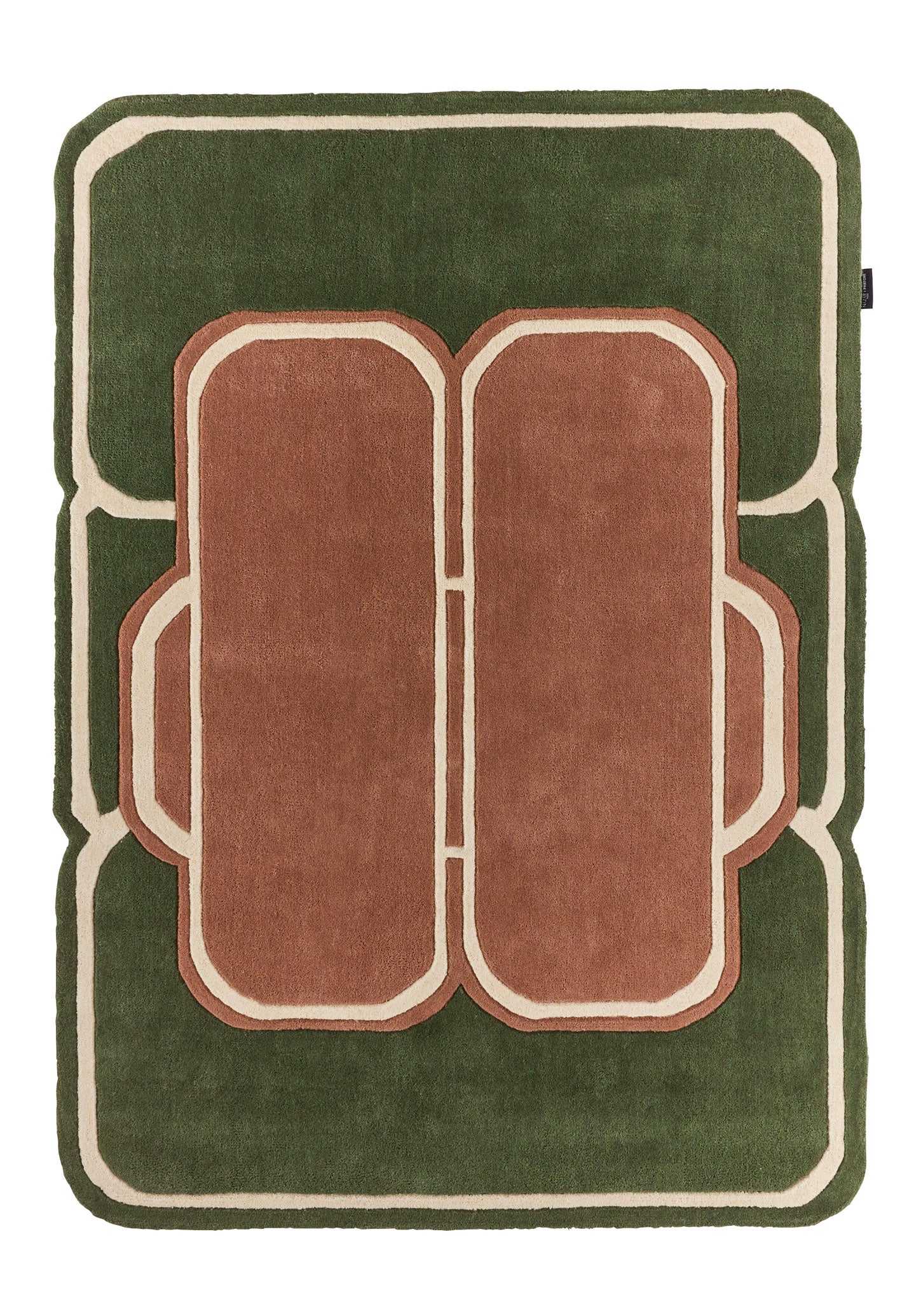 Cèdre blanc – Tapis en laine vert et marron Cèdre blanc