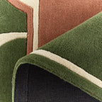 Cèdre blanc – Tapis en laine vert et marron Cèdre blanc