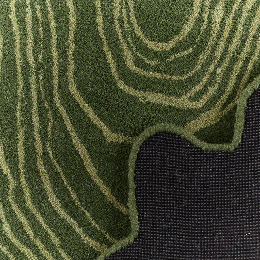 Cèdre blanc – Tapis en laine en forme organique - Vert Cèdre blanc