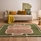 Cèdre blanc – Tapis en laine vert et marron Cèdre blanc