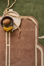 Cèdre blanc – Tapis en laine vert et marron Cèdre blanc