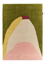 Nuage sucré – Tapis en laine multicolore vert et rose Nuage sucré