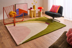 Nuage sucré – Tapis en laine multicolore vert et rose Nuage sucré