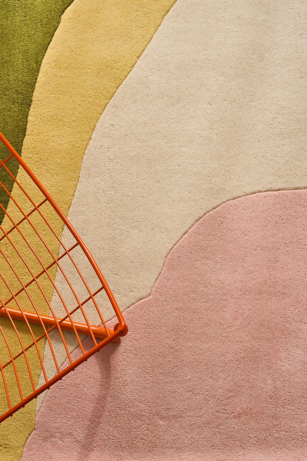 Nuage sucré – Tapis en laine multicolore vert et rose Nuage sucré