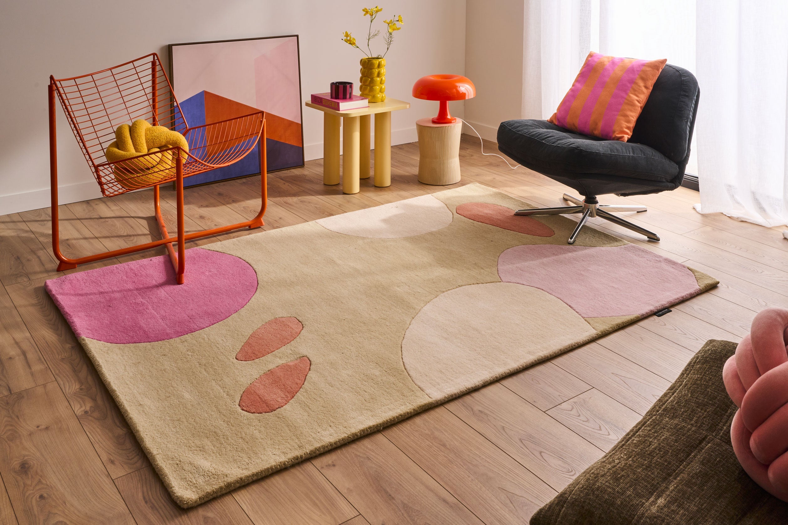 Nuage sucré – Tapis en laine multicolore aux motifs géométriques Nuage sucré
