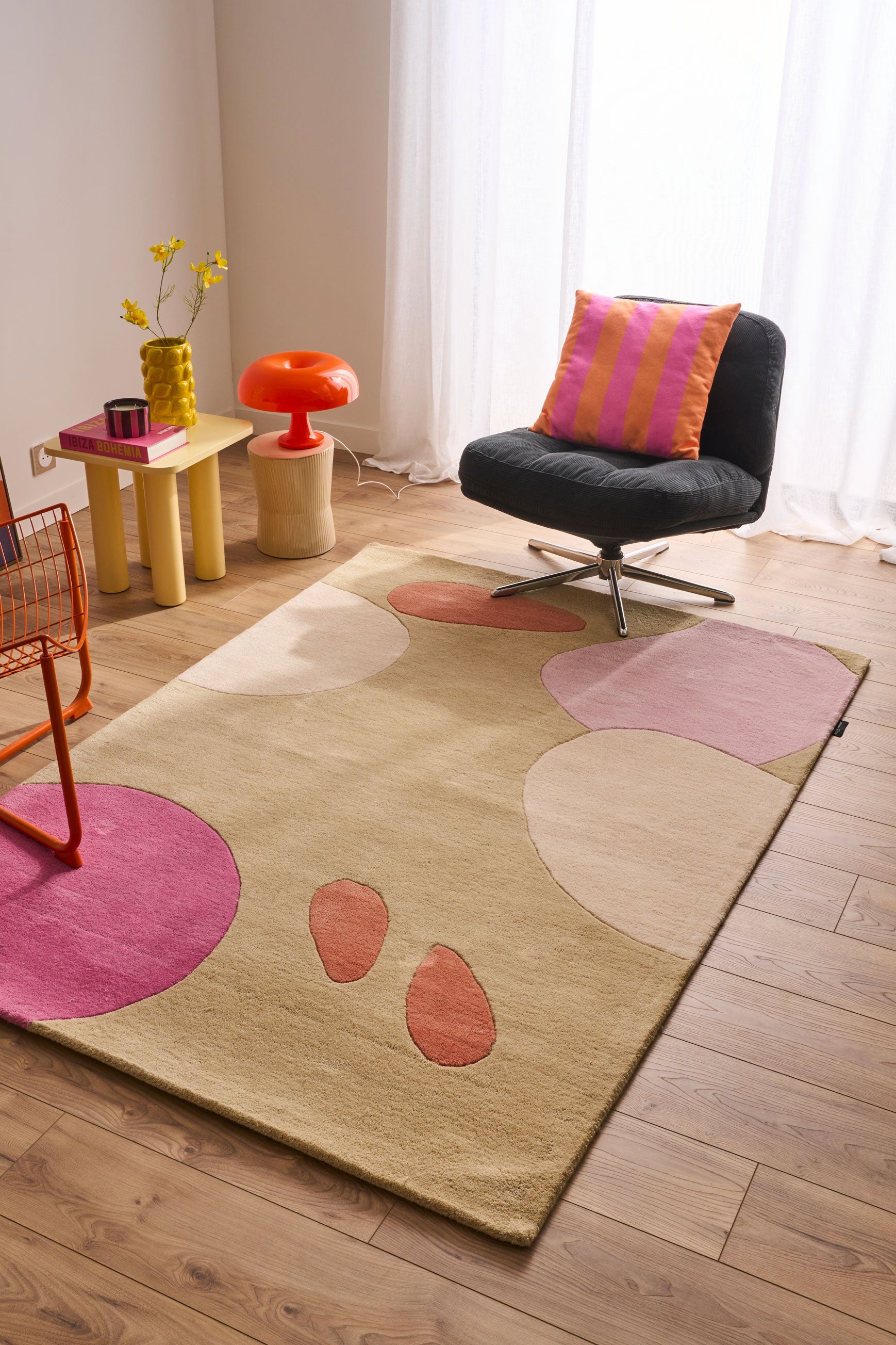 Nuage sucré – Tapis en laine multicolore aux motifs géométriques Nuage sucré
