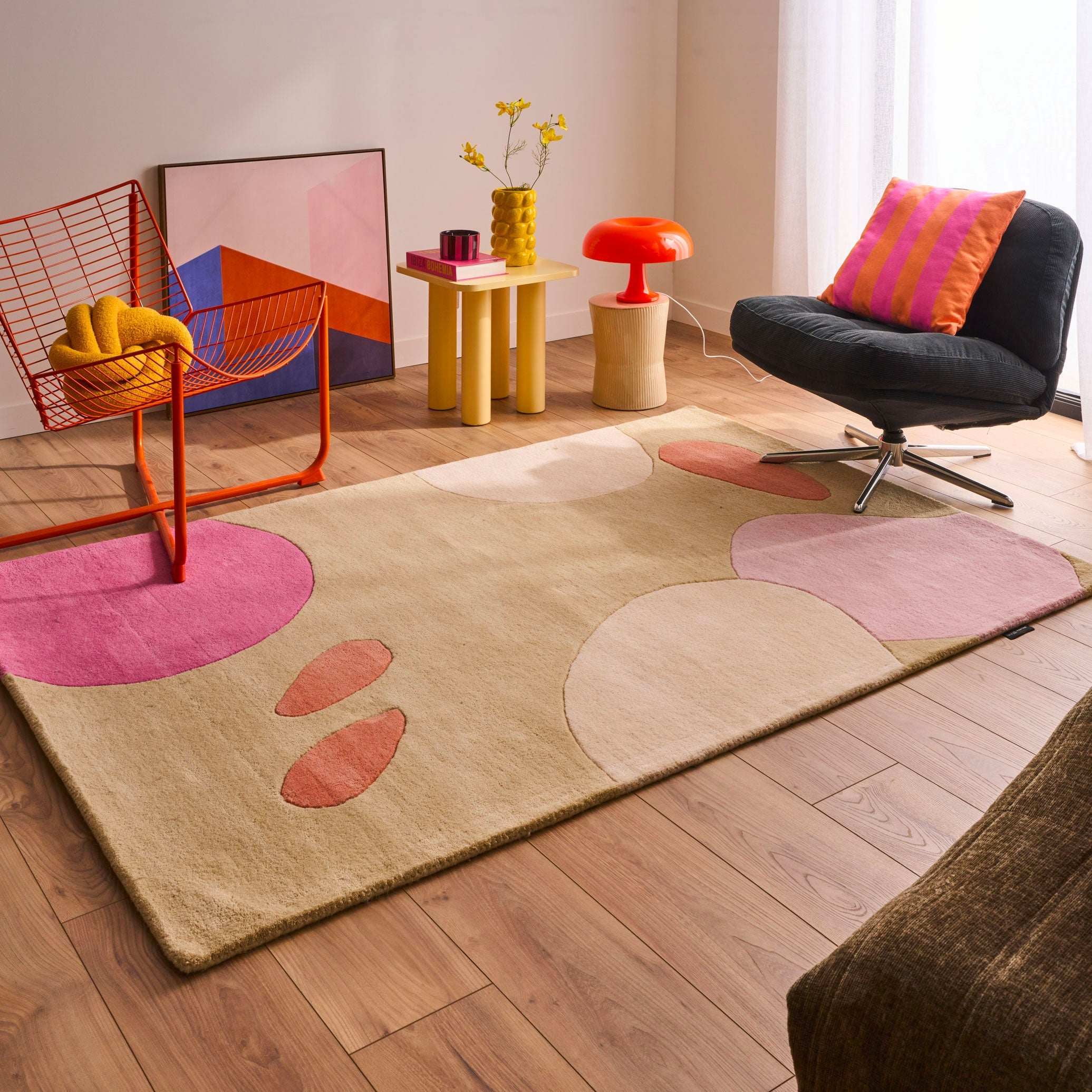 Nuage sucré – Tapis en laine multicolore aux motifs géométriques Nuage sucré