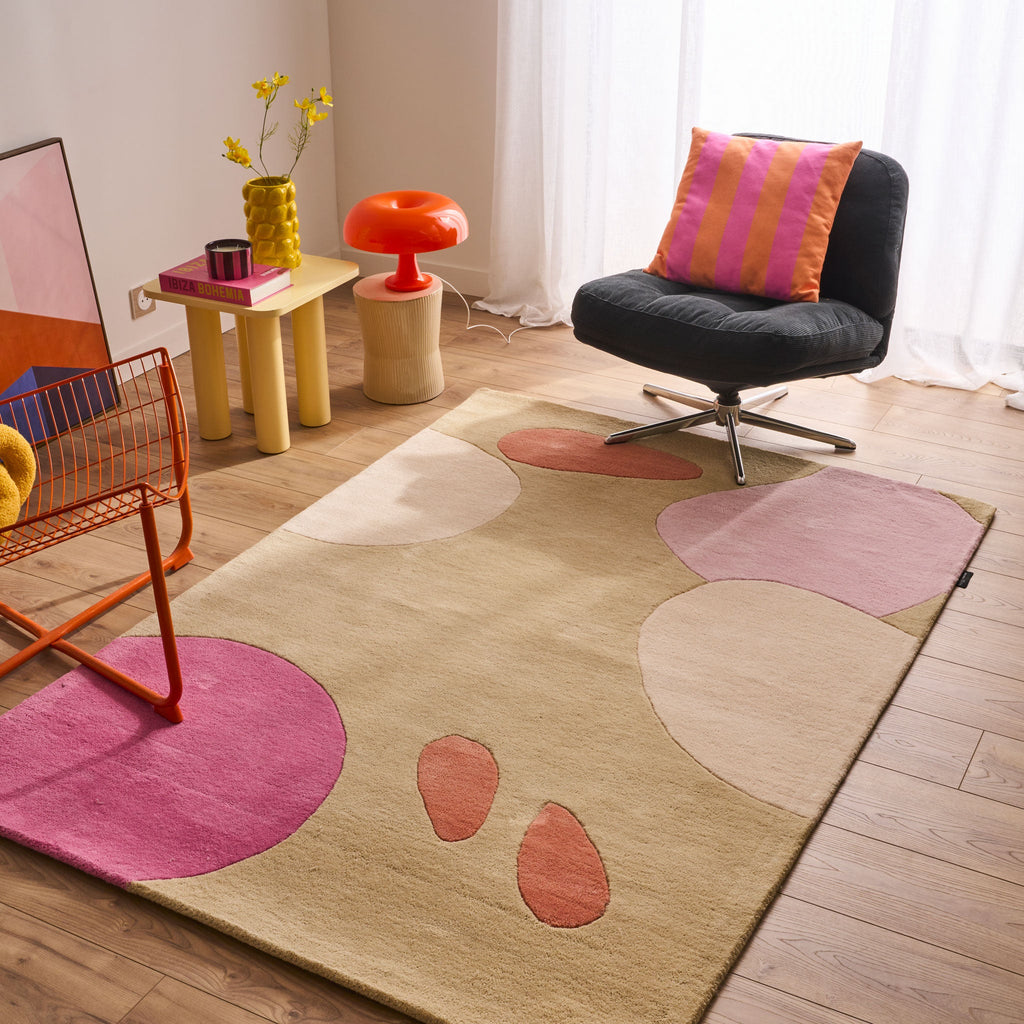 Nuage sucré – Tapis en laine multicolore aux motifs géométriques Nuage sucré