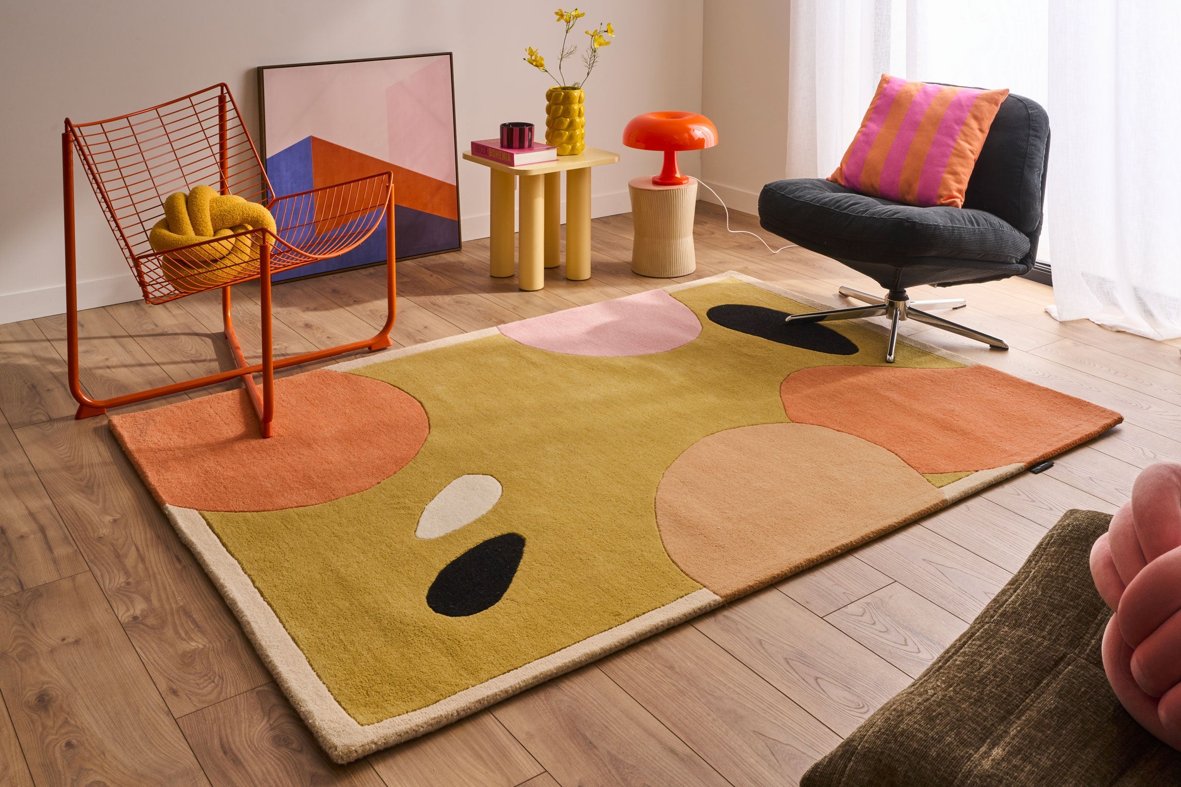 Nuage sucré – Tapis en laine coloré aux motifs géométriques Nuage sucré