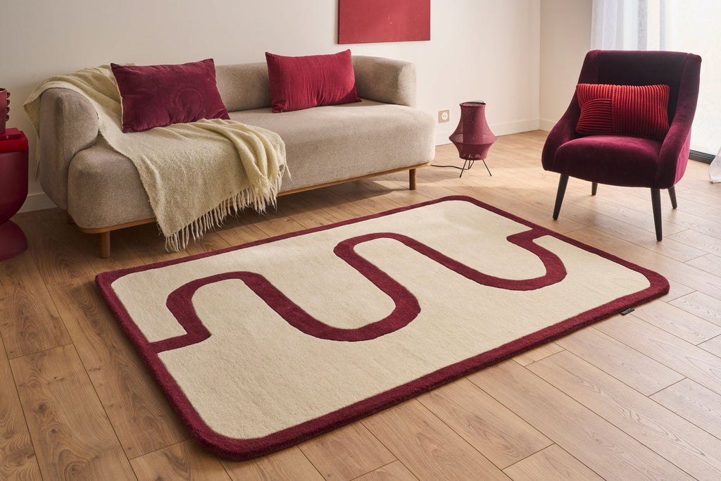 Rouge d'orage – Tapis en laine - Bordeaux Rouge d'orage